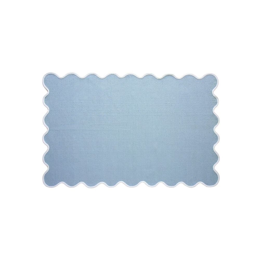 My Texas House Blue Scallop Indoor/Outdoor Layering Rug, 24x38